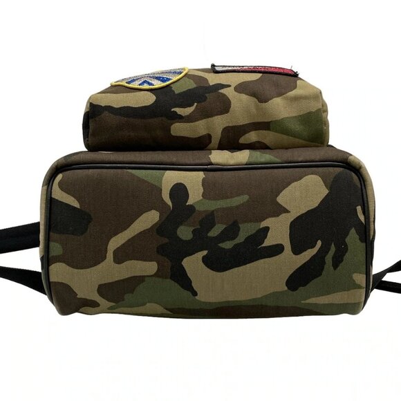 SAINT LAURENT PARIS - 437087 Khaki Black Multi Canvas Leather Backpack - Picture 5 of 15